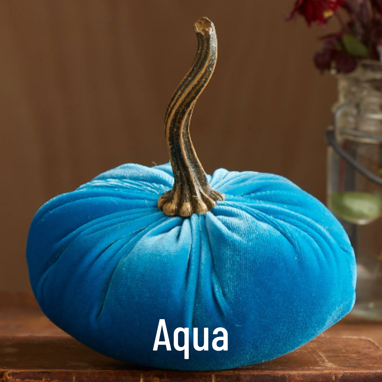 Your Heart's Content - Pumpkin Large Velvet, Fall Decor, Shelf Sitter, Tablescape: Avocado