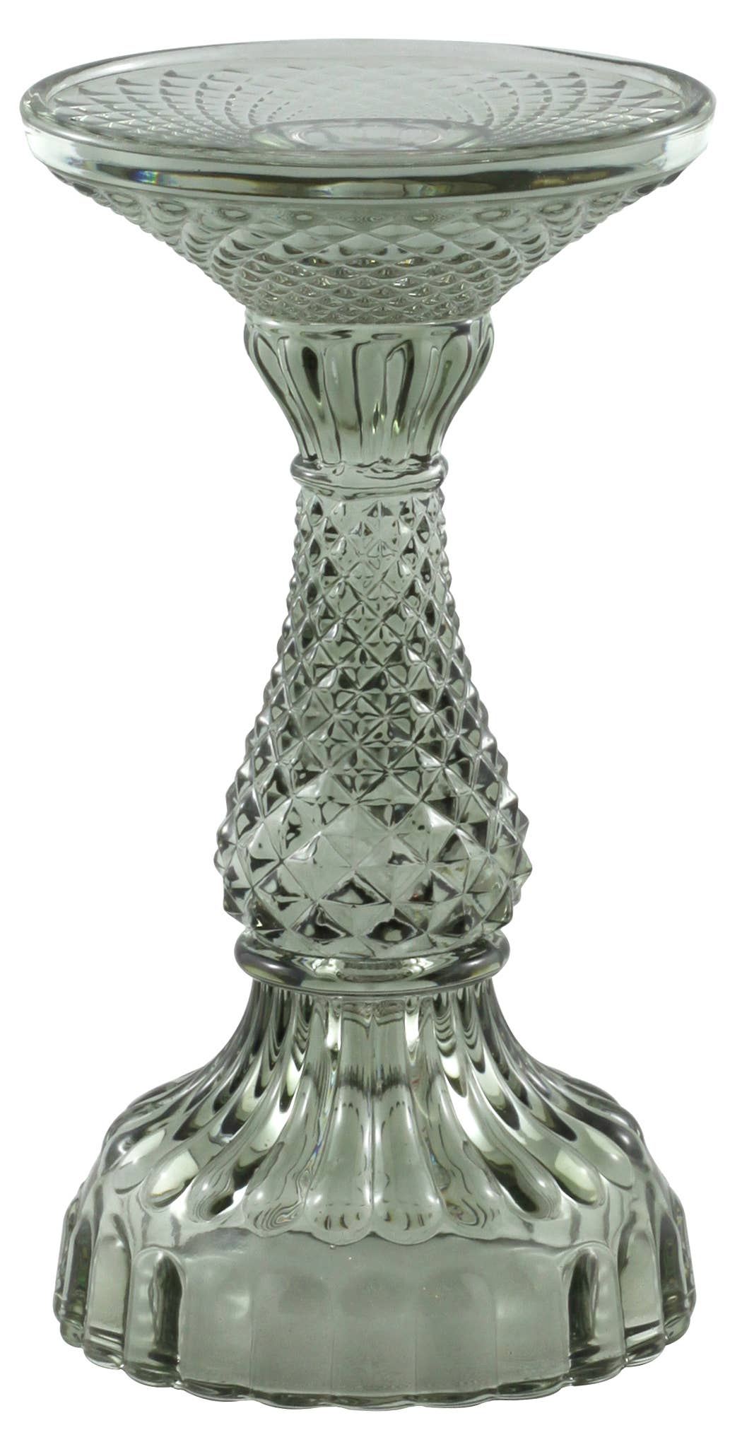 Twilight Collection - Bella Pillar Candle Holders – Green: Large - 4"Ø x 8"H