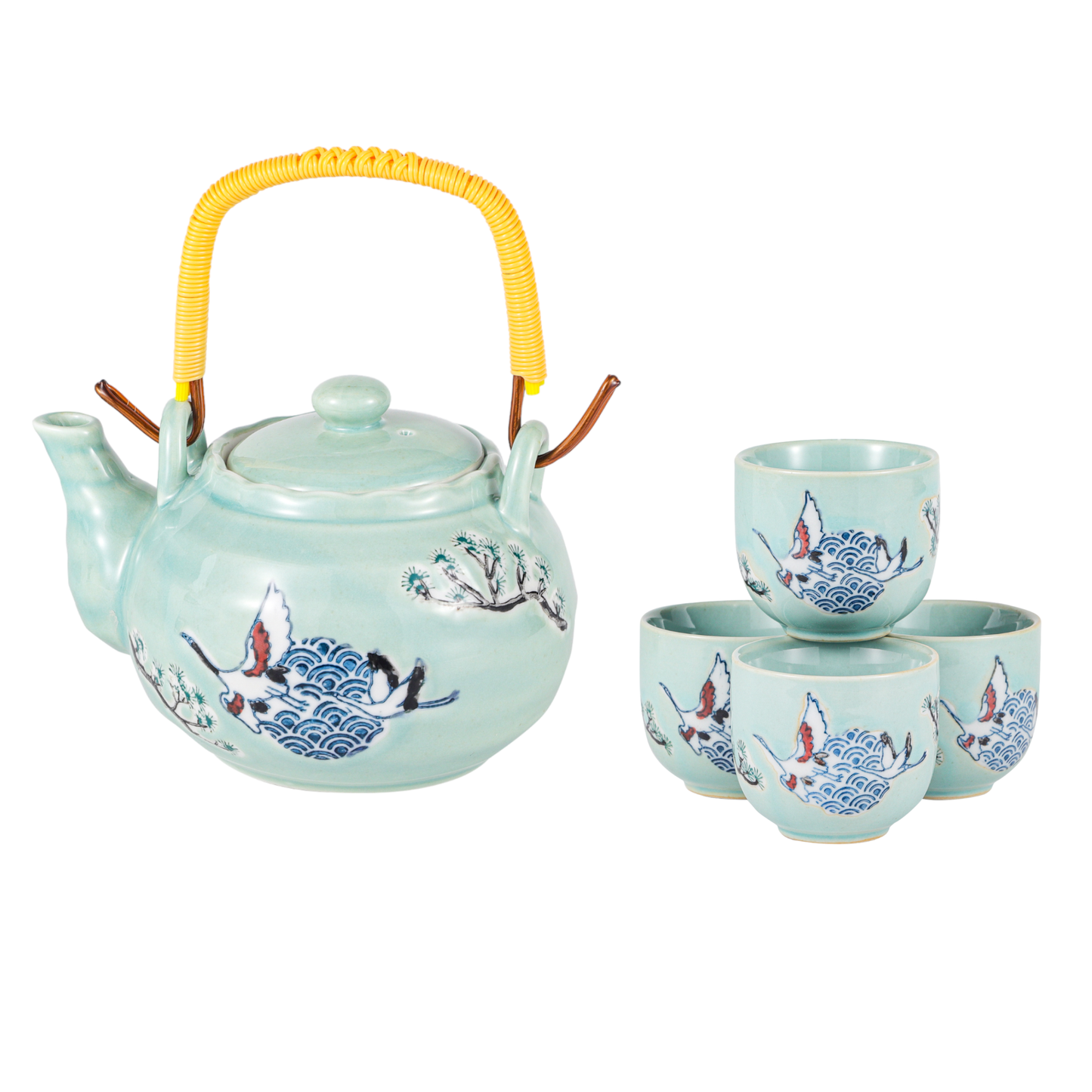 Urban Tokyo - Japanese Crane Tea Set 22oz Tea Pot with 4 Cups (1/12)