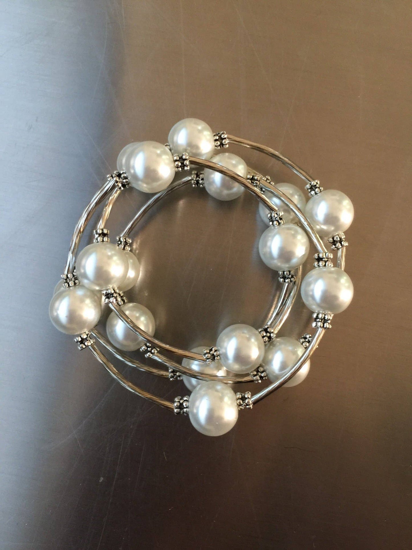 Sea Lily - 100W- White Shell Pearl Wrap Bracelet
