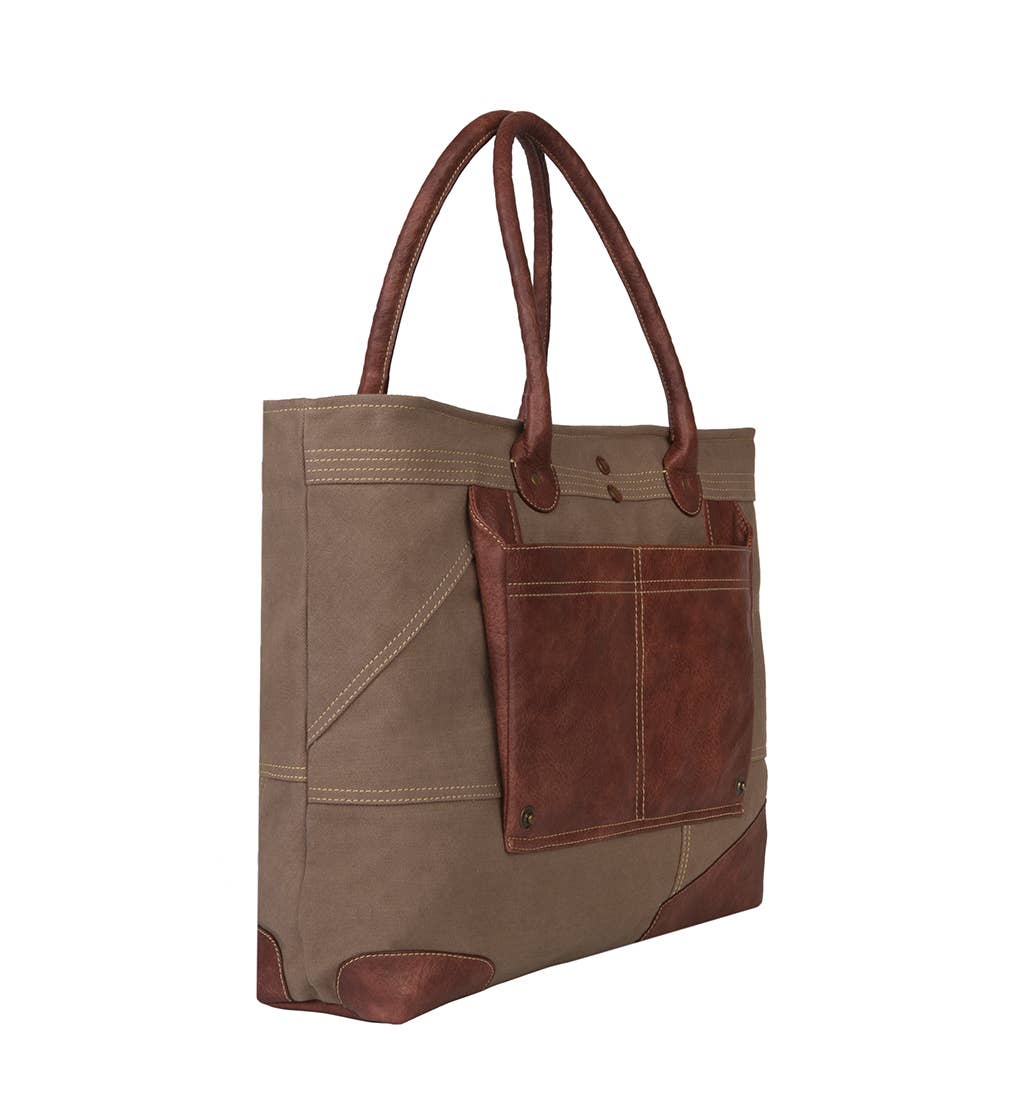 Mona B. - Dakota Up-Cycled Canvas and Leather Shoulder Bag