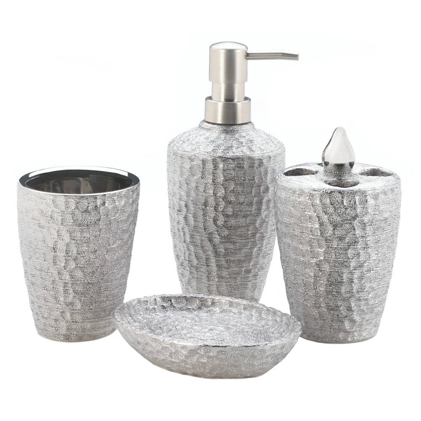 Zingz Home - Hammered Silver Texture Bath Accessories
