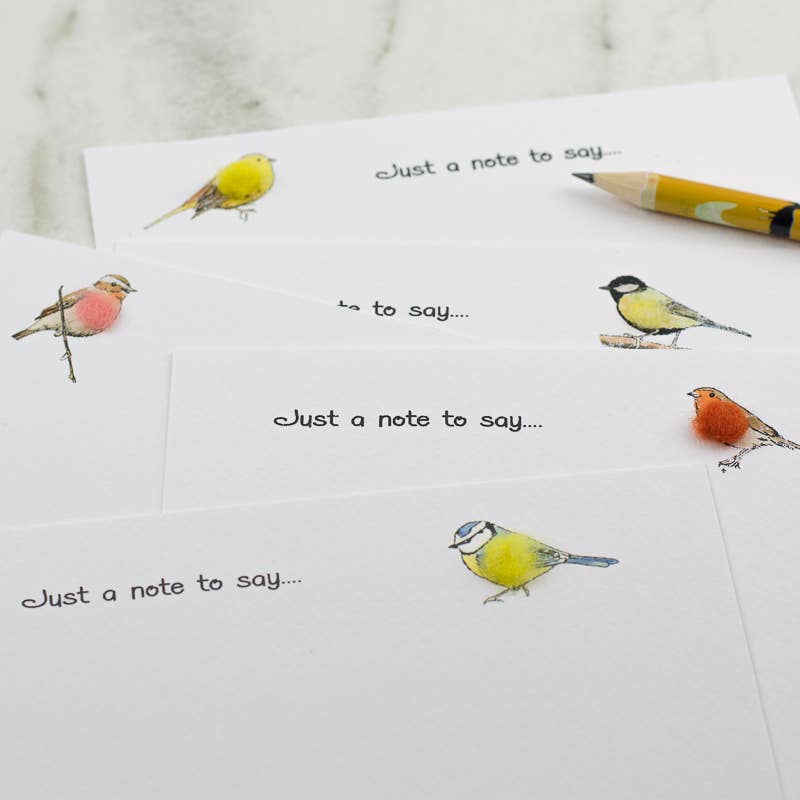 Papersheep UK - Garden Birds Notecards Box of 10 | Hand Applied Wool Finish