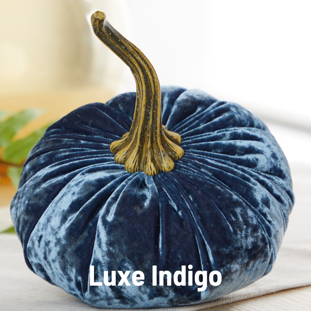 Your Heart's Content - Pumpkin Large Velvet, Fall Decor, Shelf Sitter, Tablescape: Teal