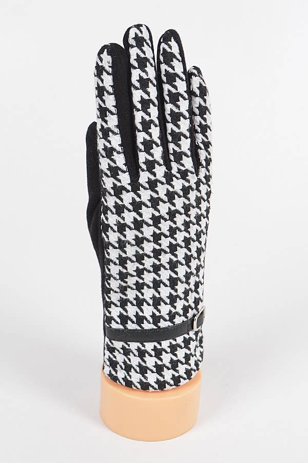 Shop Neighbors - Houndstooth Print Gloves: BLACK