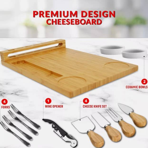Merchandise Unlimited - Bamboo Charcuterie Board - Exquisite Cheese Board and Knife