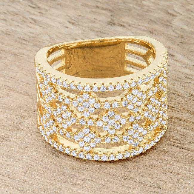 JGoodin - Marlene 0.6ct CZ 14k Gold Wide Band Cocktail Ring: 5