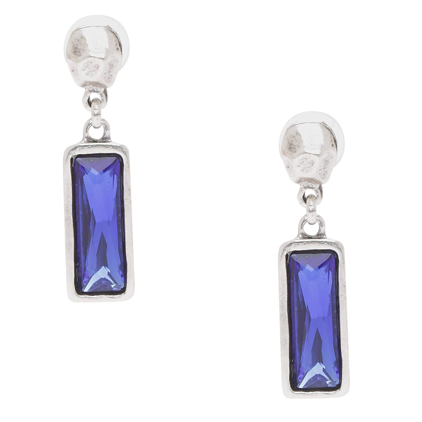 Chanour - Handmade Blue Crystal Pewter Earrings - 1964