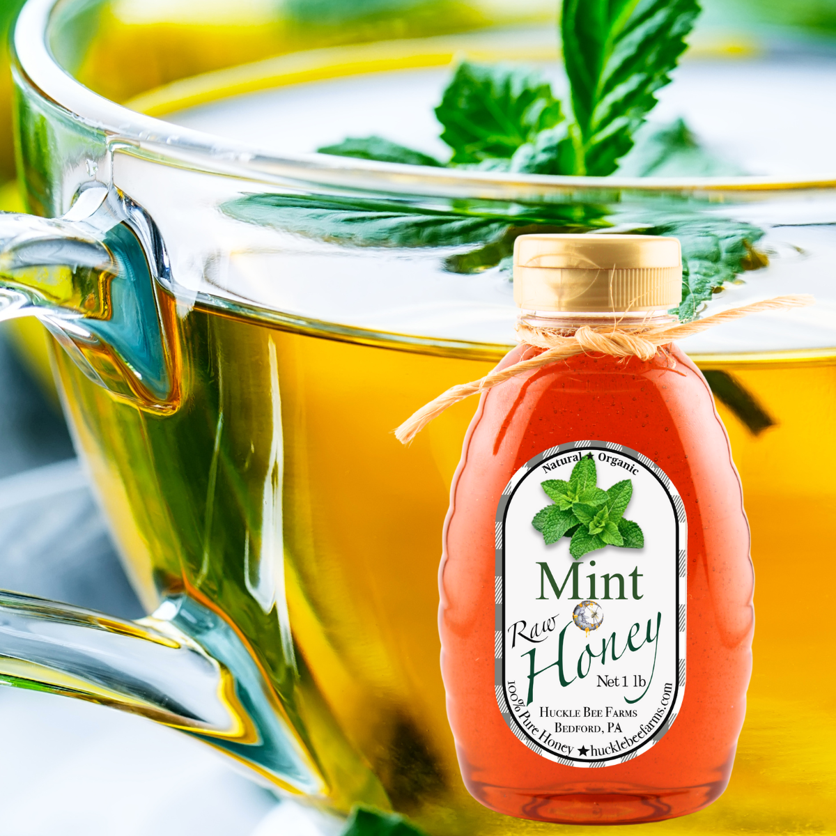 Huckle Bee Farms LLC - Mint Infused Raw Honey: 1 lb Bottle