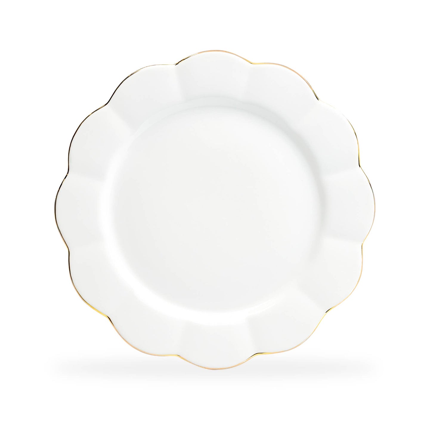 Grace Teaware - White Gold Scallop 11" Fine Porcelain Dinner Plate