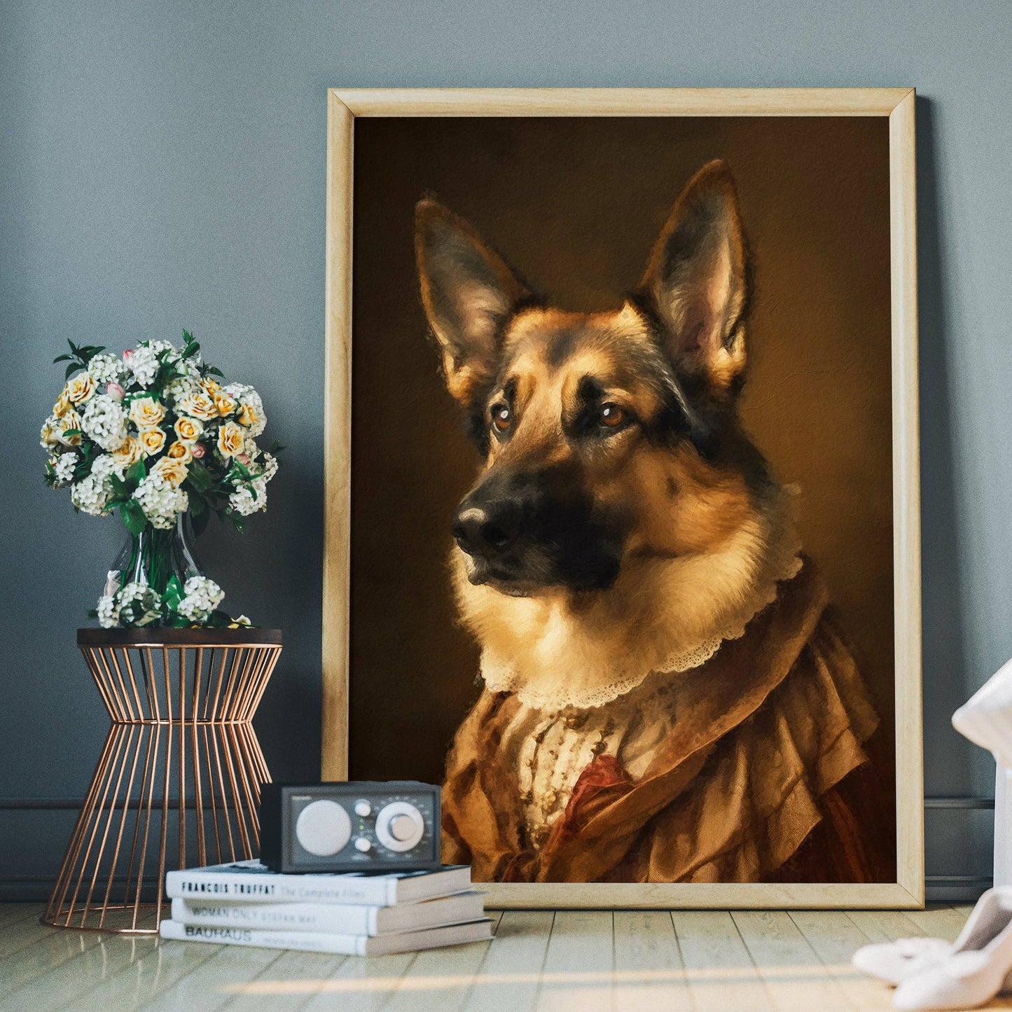 Ink & Drop - German Shepherd Alsatian Dog Portrait Print: 11 ¾ x 15 ¾ in | 30x40 cm / Matte