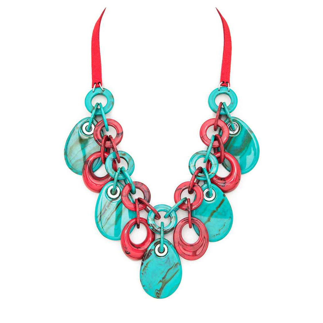Artini Accessories - Resin Fringe Disk Statement Necklace: Black