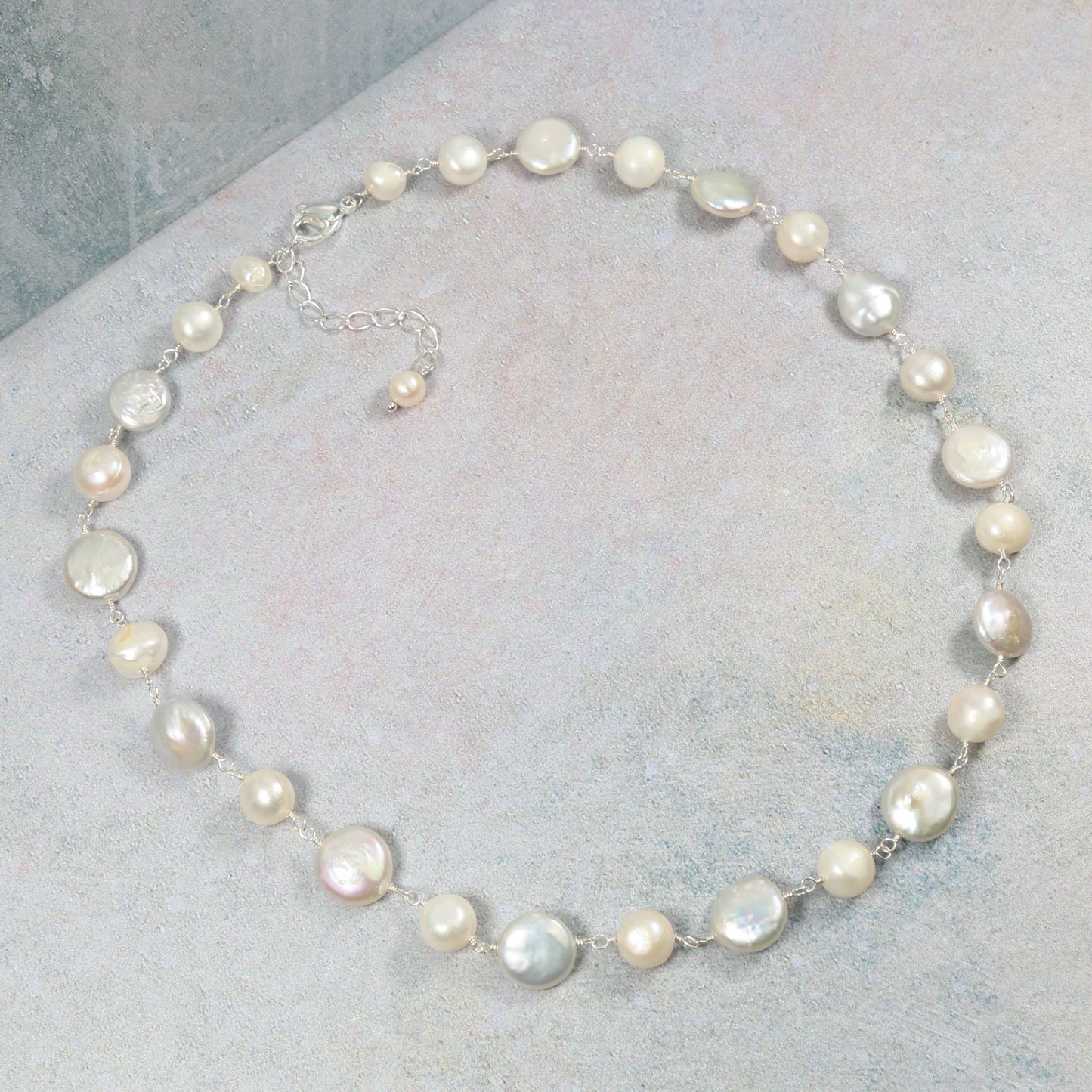 IST Jewelry - Single Strand Coin Cultured Freshwater Pearl Necklace
