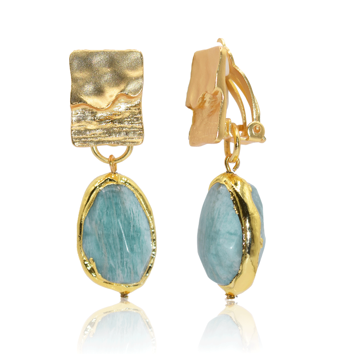KARINE SULTAN - Amazonite Stone Clip-on Earrings