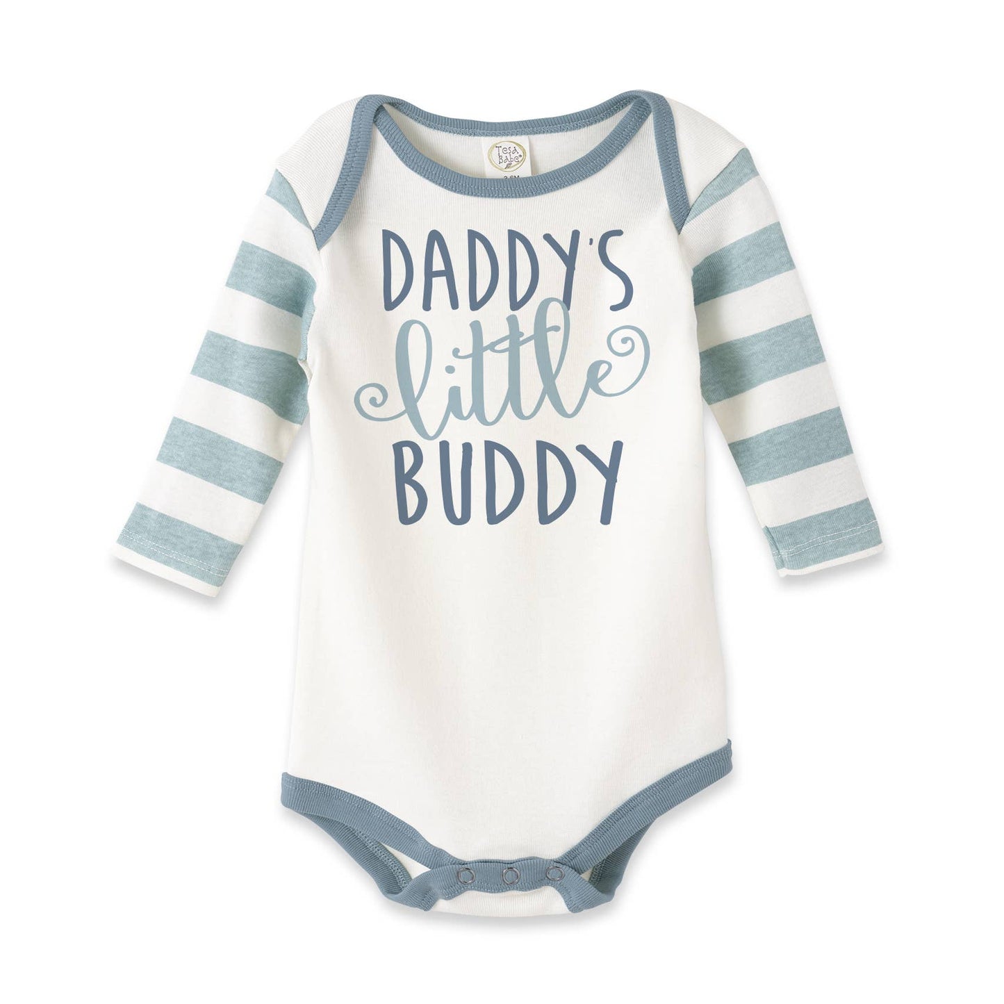 Tesa Babe - Daddy's Little Buddy Boy Cotton Aqua Stripe Bodysuit: 6-12M