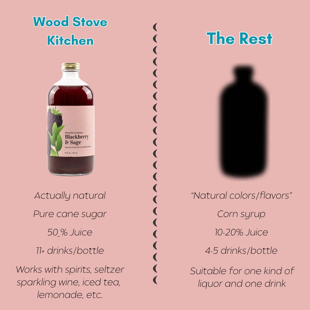 Wood Stove Kitchen - Blueberry and Lavender Cocktail Mixer and Mocktail Mixer, 16 fl oz