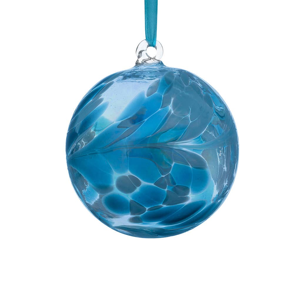 Sienna Glass - 10cm Birthstone Ball - December/Turquoise