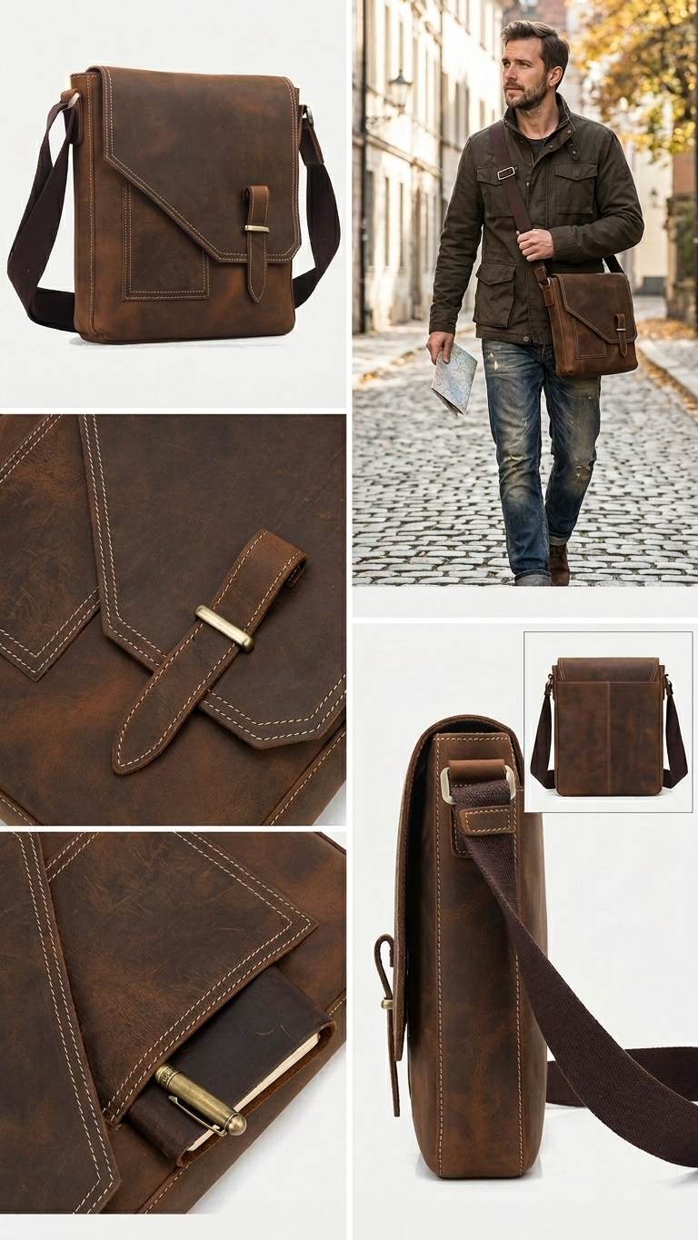 Tuzech Leather - Tuzech Handmade Vintage Crossbody & Office Bag for Men