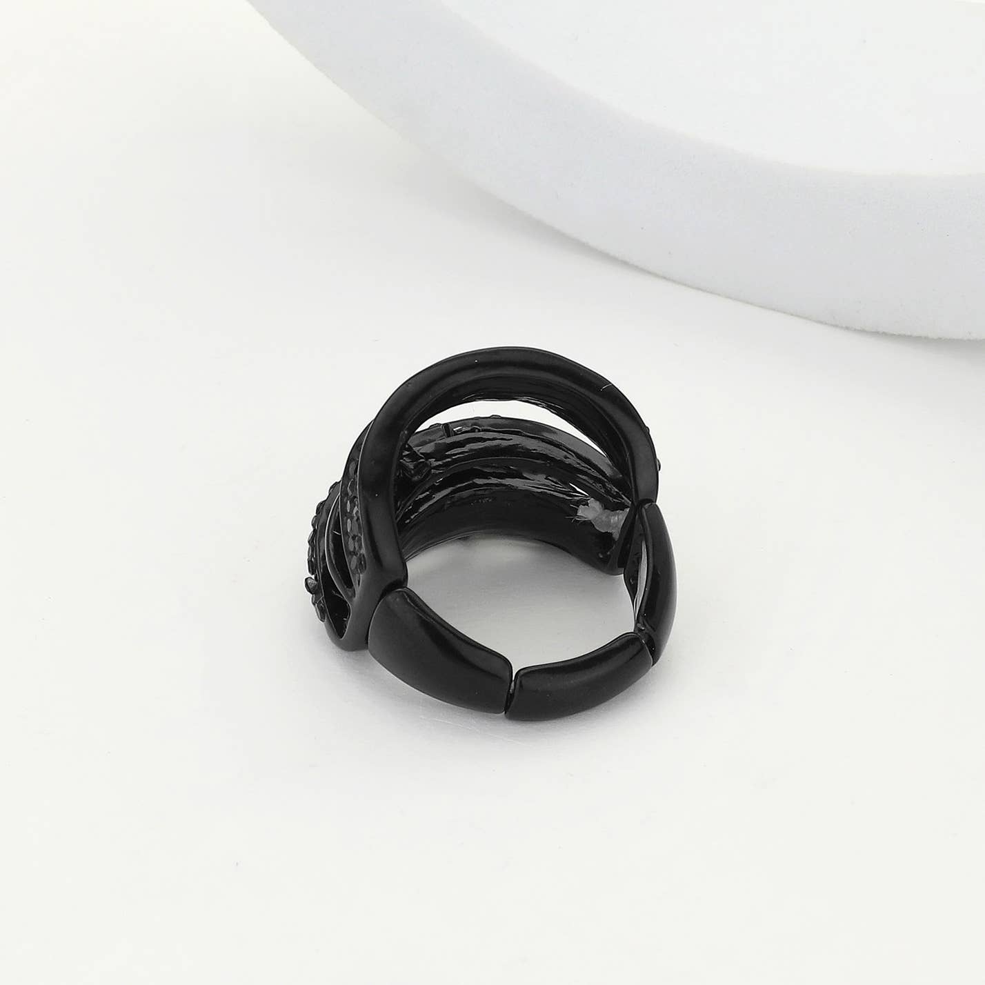 Wona Trading, Inc. - Embellished Rhinestone Pave Stretch Ring: Silver