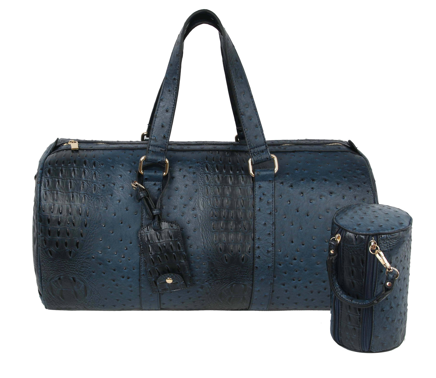 Handbag Factory Corp - Large Alligator Embossed Duffle Set: Cognac