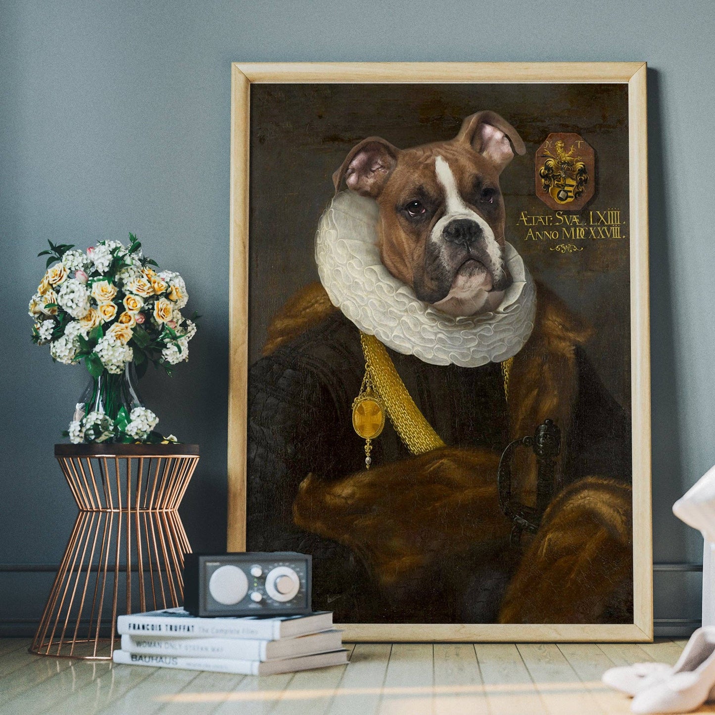 Ink & Drop - Renaissance Boxer Dog Print: 11 ¾ x 15 ¾ in | 30x40 cm / Matte