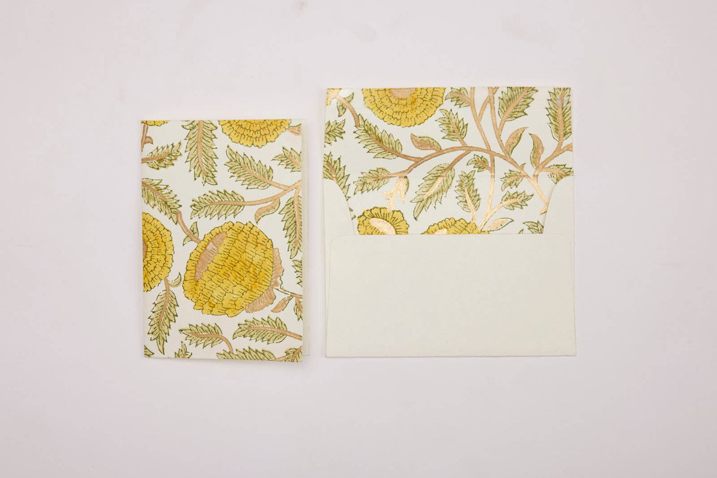 Paper Mirchi - Hand Block Printed Greeting Card - Marigold Glitz Sunshine