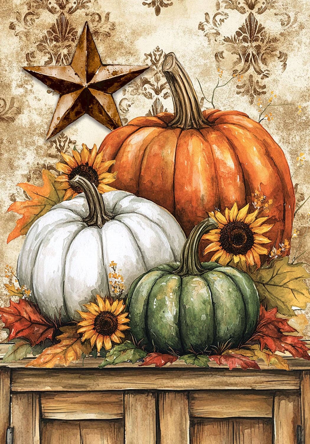 Custom Decor - Rustic Pumpkins-FM - 12” x 18”