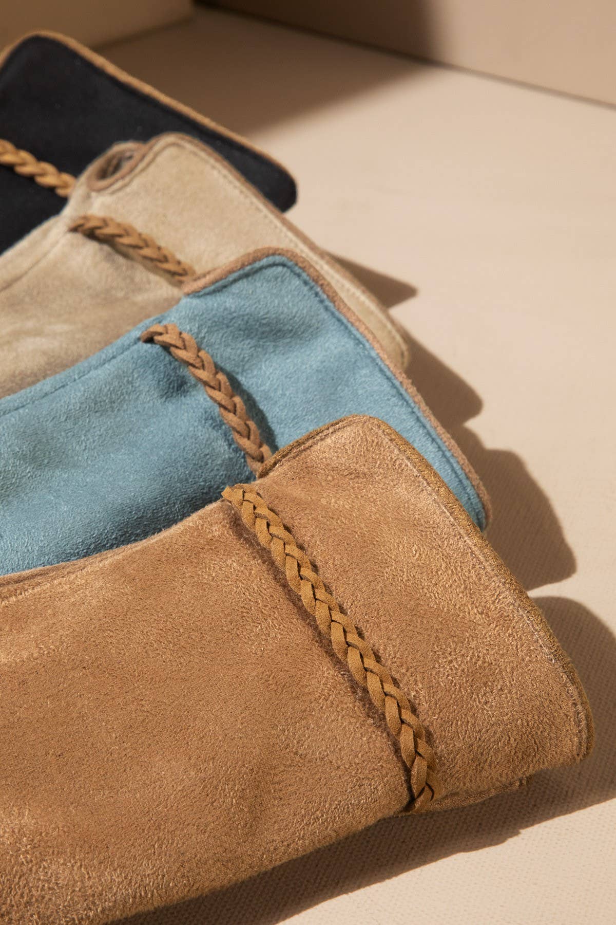 Shop Neighbors - Suede Smart Touch Gloves with Braided Band : DARK BLUE