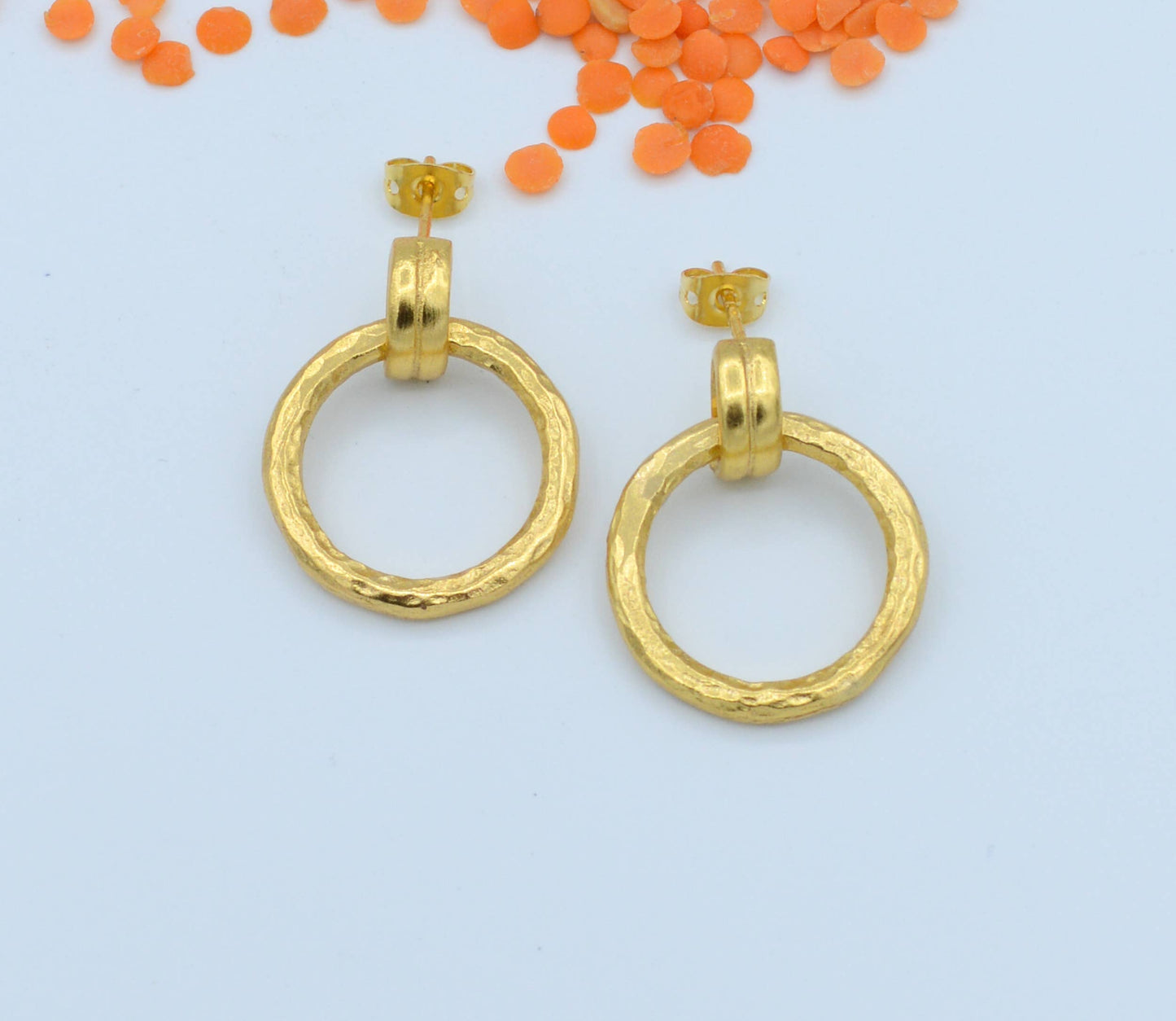 AJS Design Studio - Gold Hammered Link Door Knocker Earring