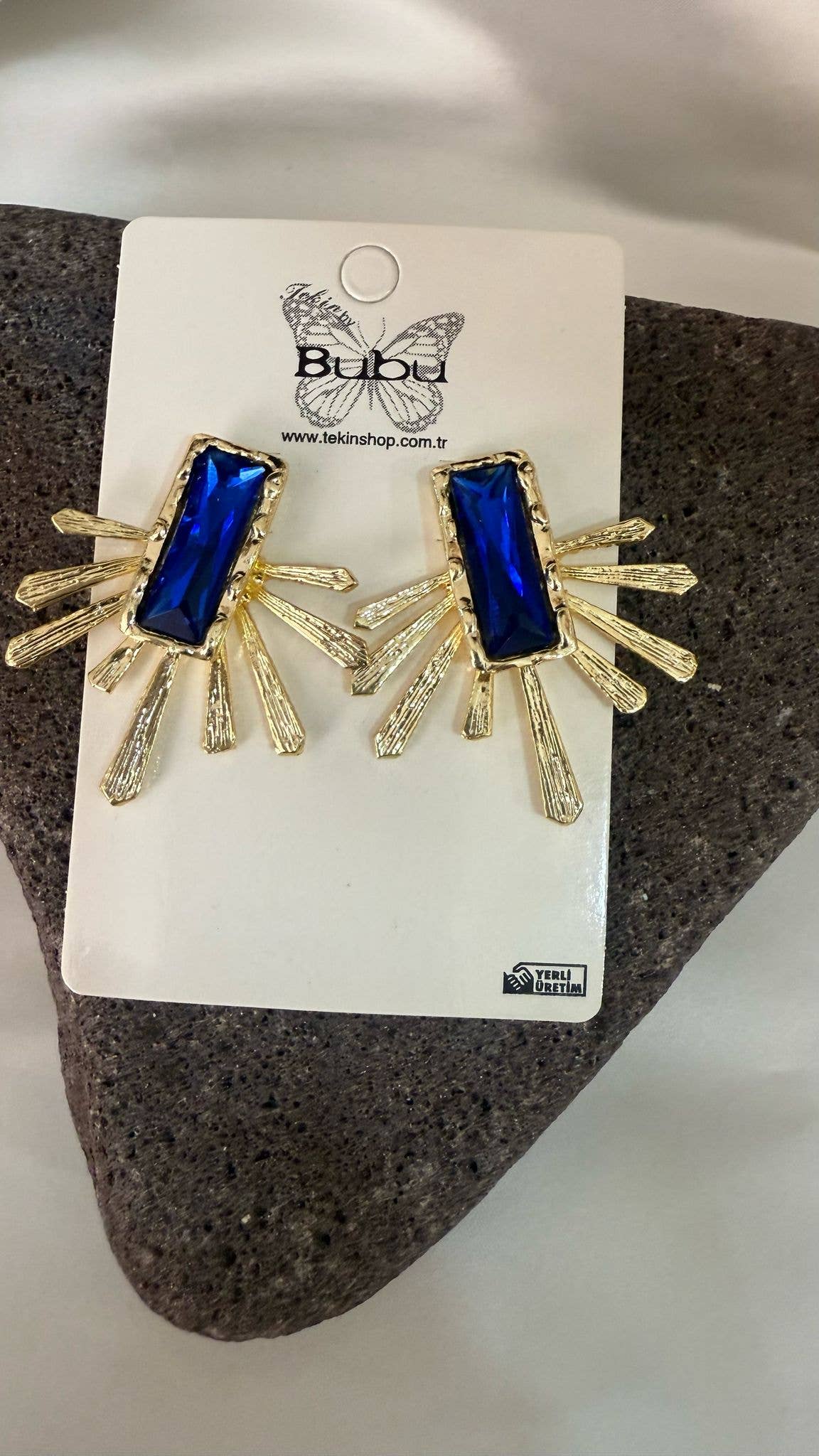BUBU BY TEKIN SHOP - Blue Crystal Stone Earrings