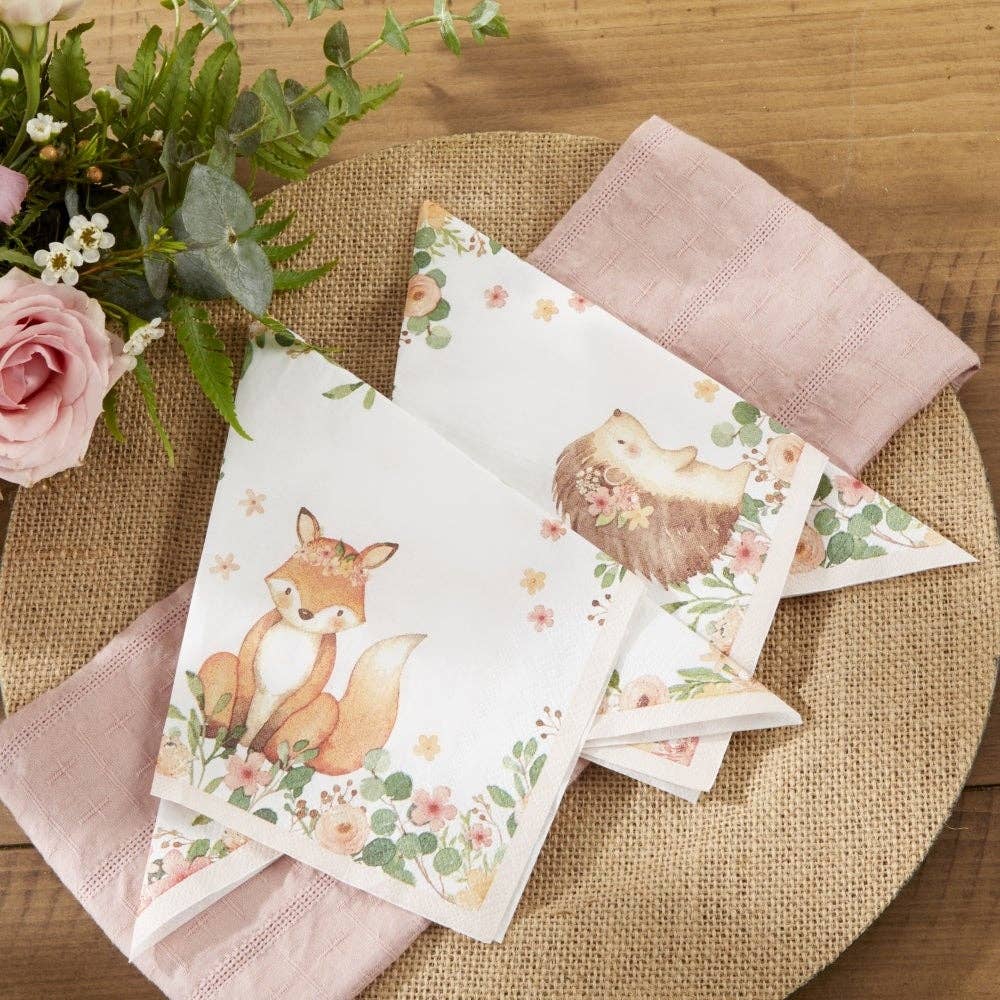 Kate Aspen - Woodland Baby 2 Ply Paper Napkins - Pink (Set of 30)
