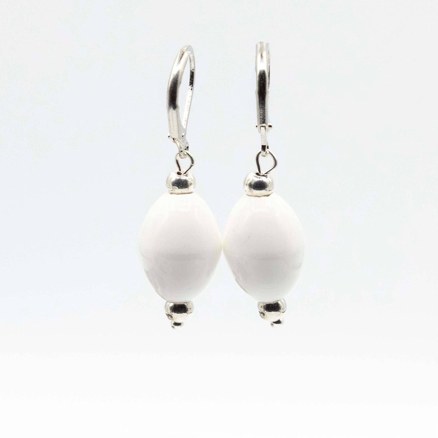 Sea Lily - S101D-E white porcelain bead earring