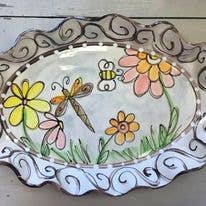 Heartfelt Traditions - Oval Platter (Swirl Dragonfly Flowers)