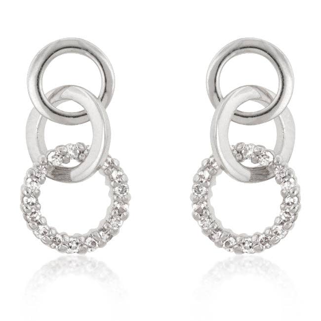 JGoodin - Rhodium Plated Finish Triplet Hooplet Earrings