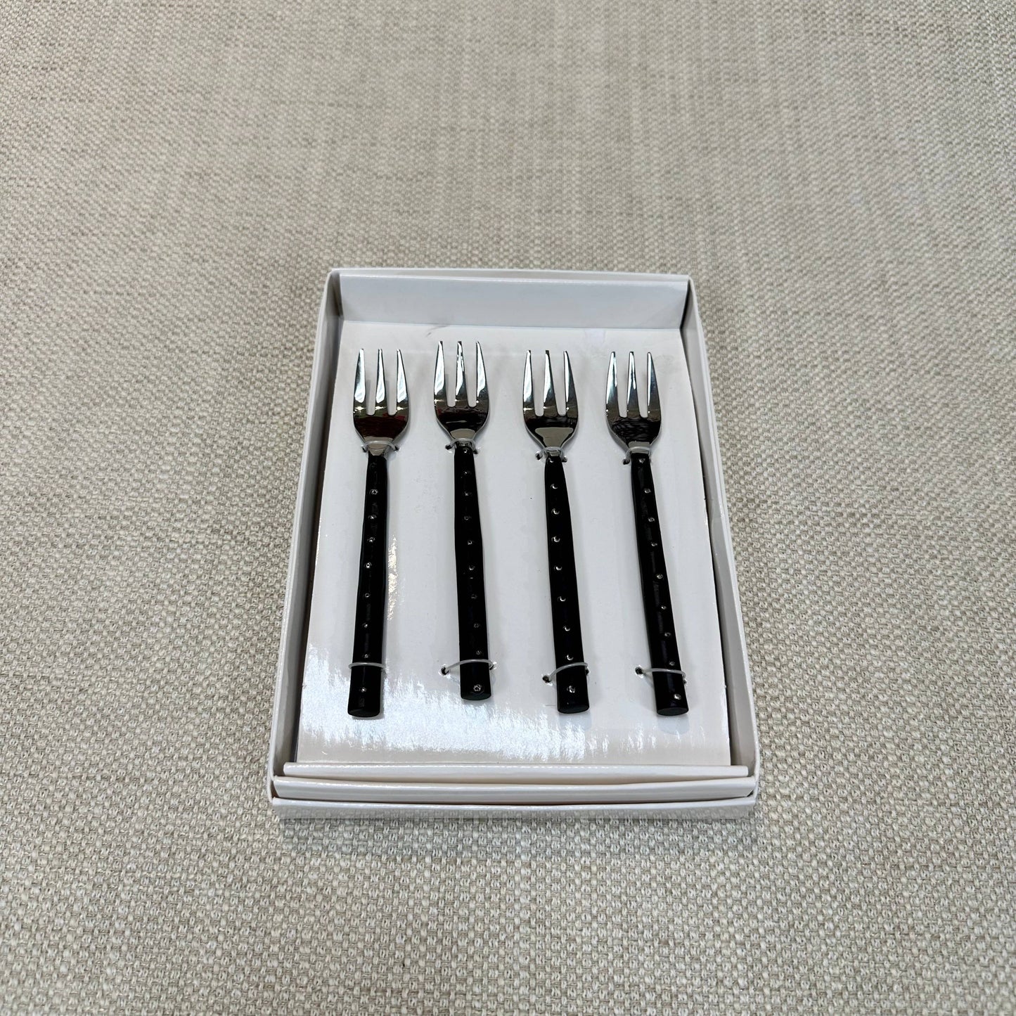 India Handicrafts Inc - Stainless Steel Fork Set, Black Handle
