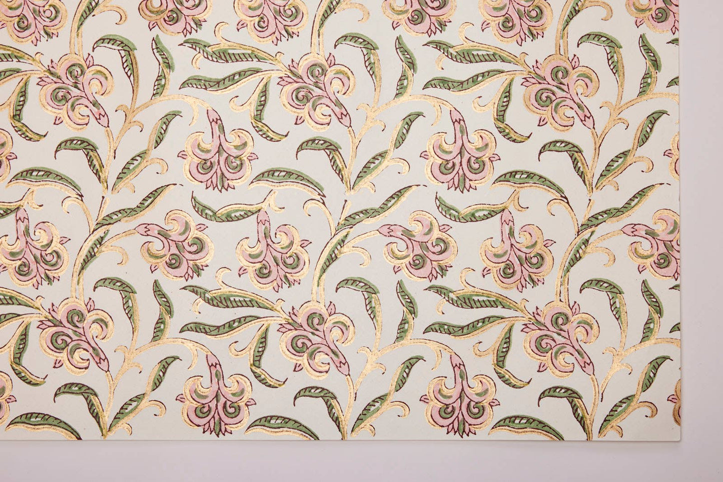 Paper Mirchi - Hand Block Printed Gift Wrap Sheets - Iris Glitz Blush