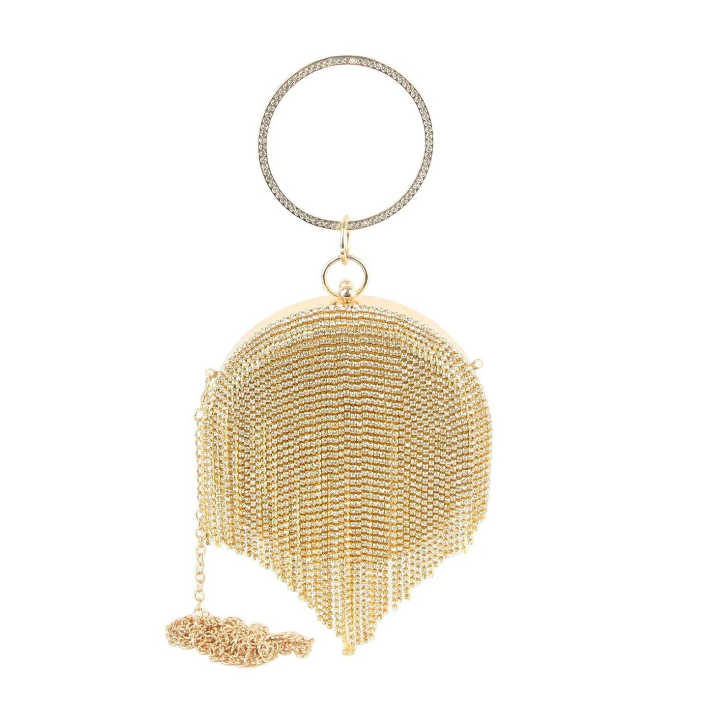 Handbag Express - Rhinestone Fringe Wristlet Evening Bag: LQ302-BK