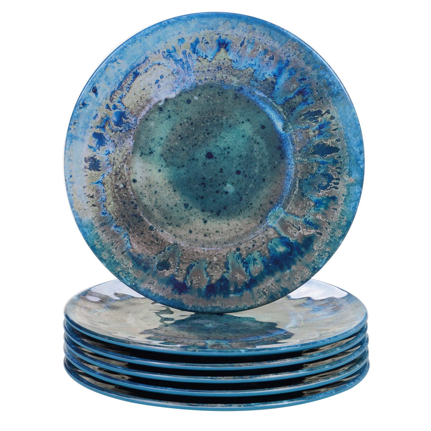 Certified International - Radiance Teal Set of 6 Melamine Salad Plates 9in