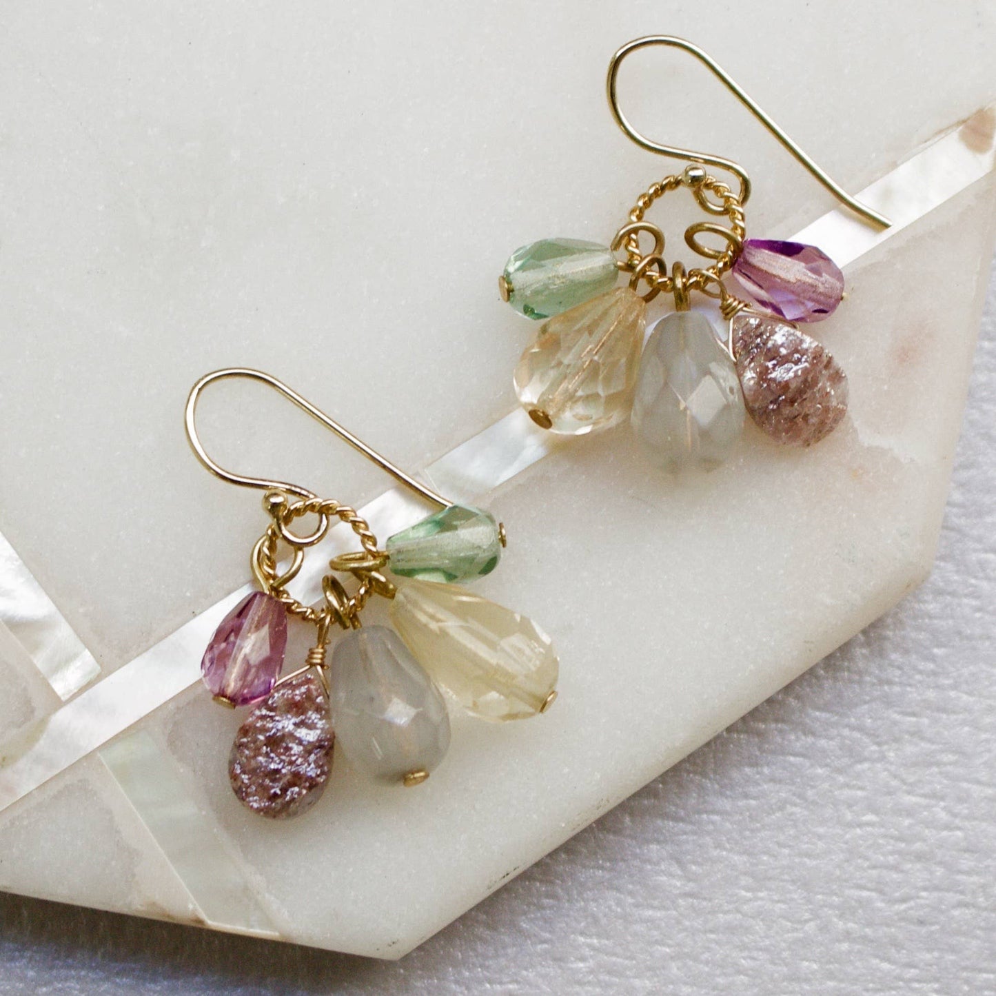 a.v. max - Semi Precious Cluster Earrings: Mother of Pearl