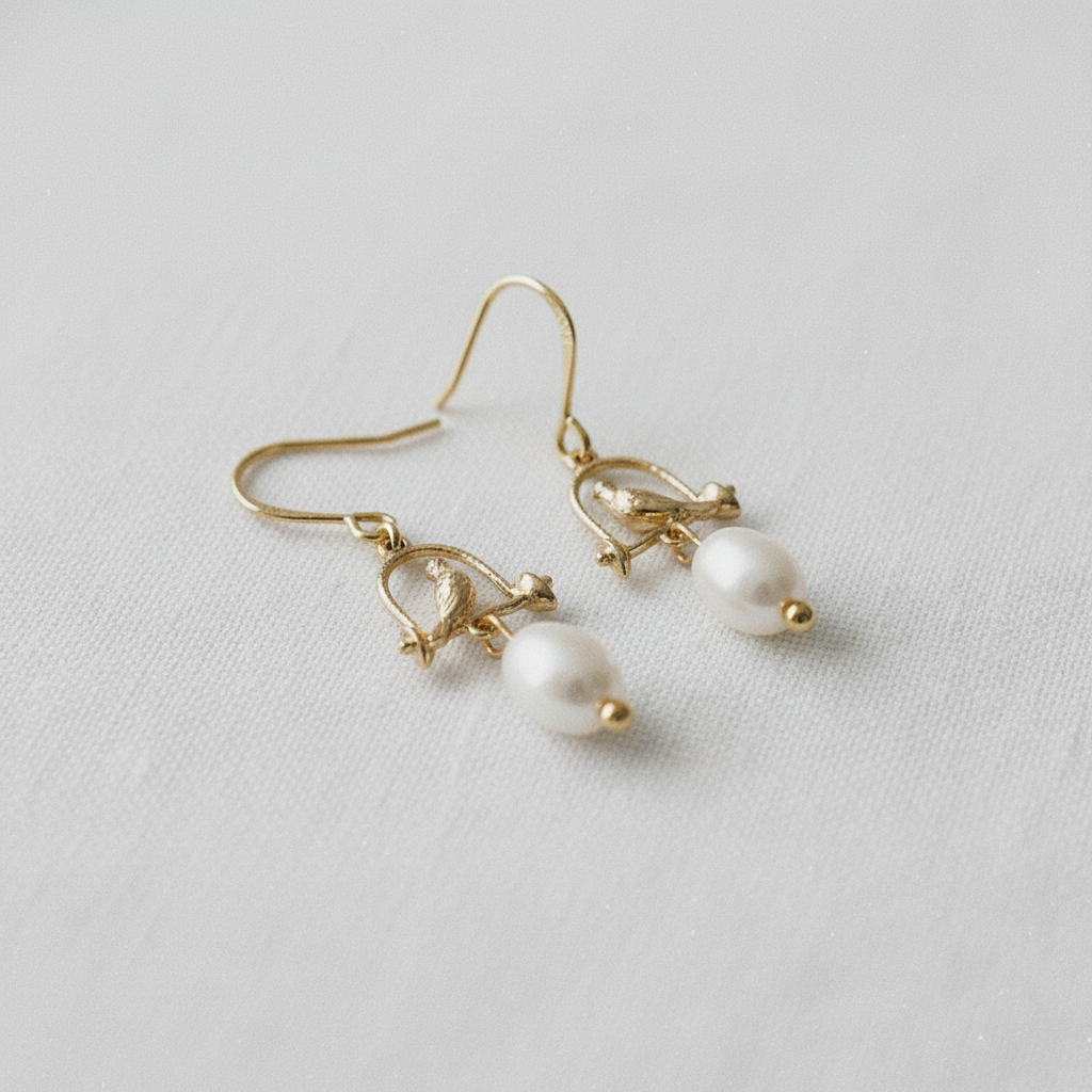 camilla dovey - Caged Bird and Pearl Drop Earrings