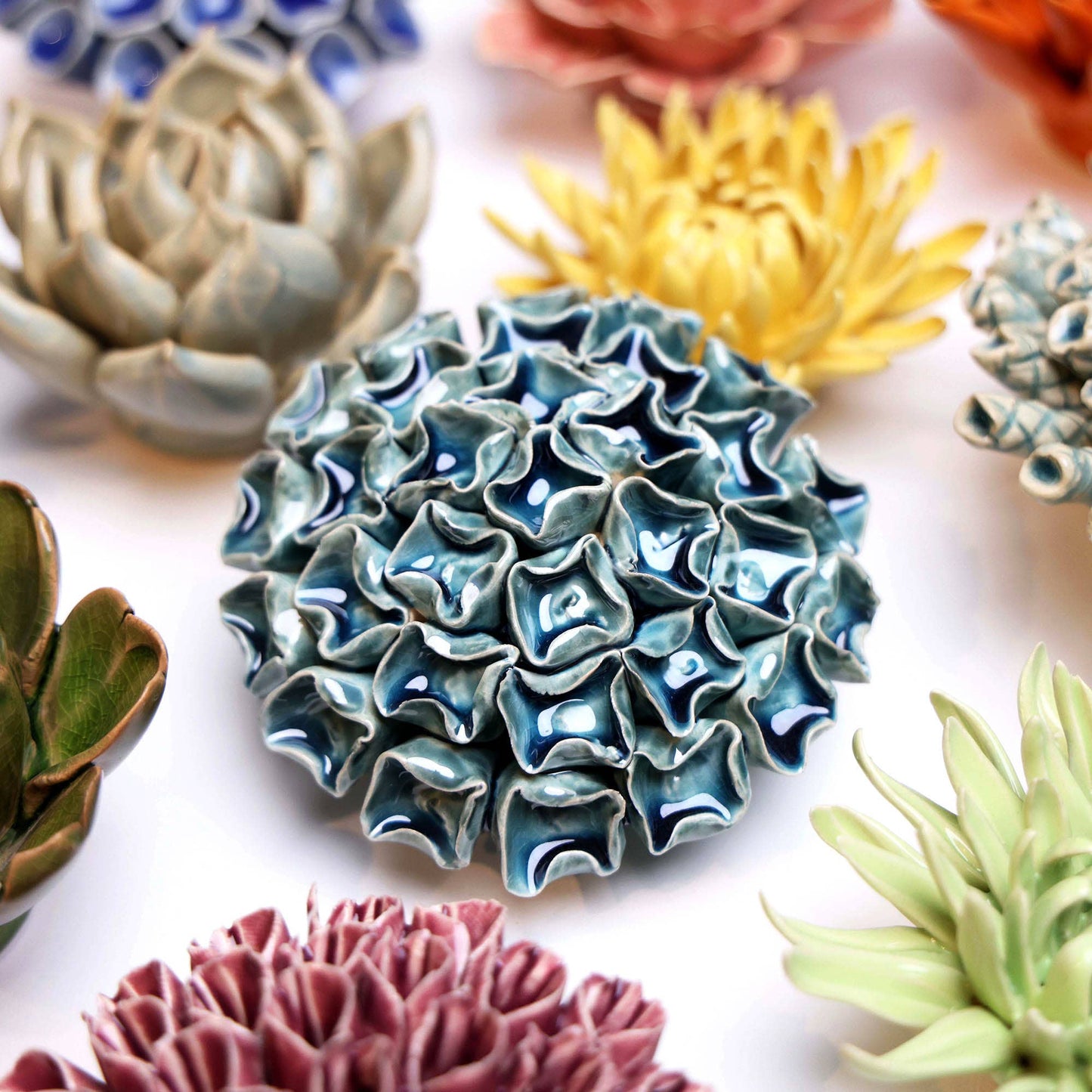 Chive - Ceramic Flower & Faux Succulent Collection 12: Flower Green