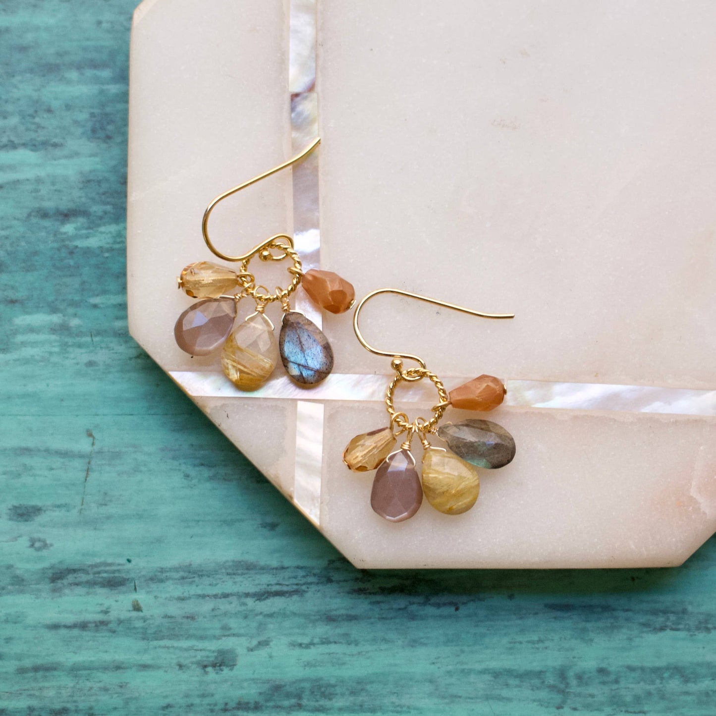 a.v. max - Semi Precious Cluster Earrings: Mother of Pearl