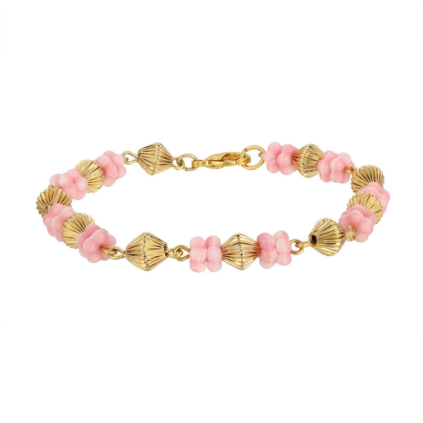 1928 Jewelry - 1928 Jewelry Vintage Flower Power Beaded Bracelet, 7.5"L: White