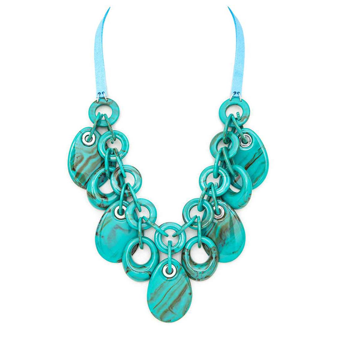 Artini Accessories - Resin Fringe Disk Statement Necklace: Black