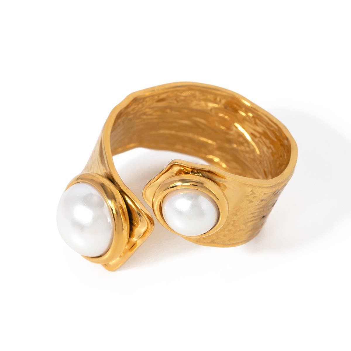 ACCITY - PERSONALIZED ALL-MATCH IRREGULAR OPEN PEARL RING_CWAJE1795: GOLD / (OS) 2