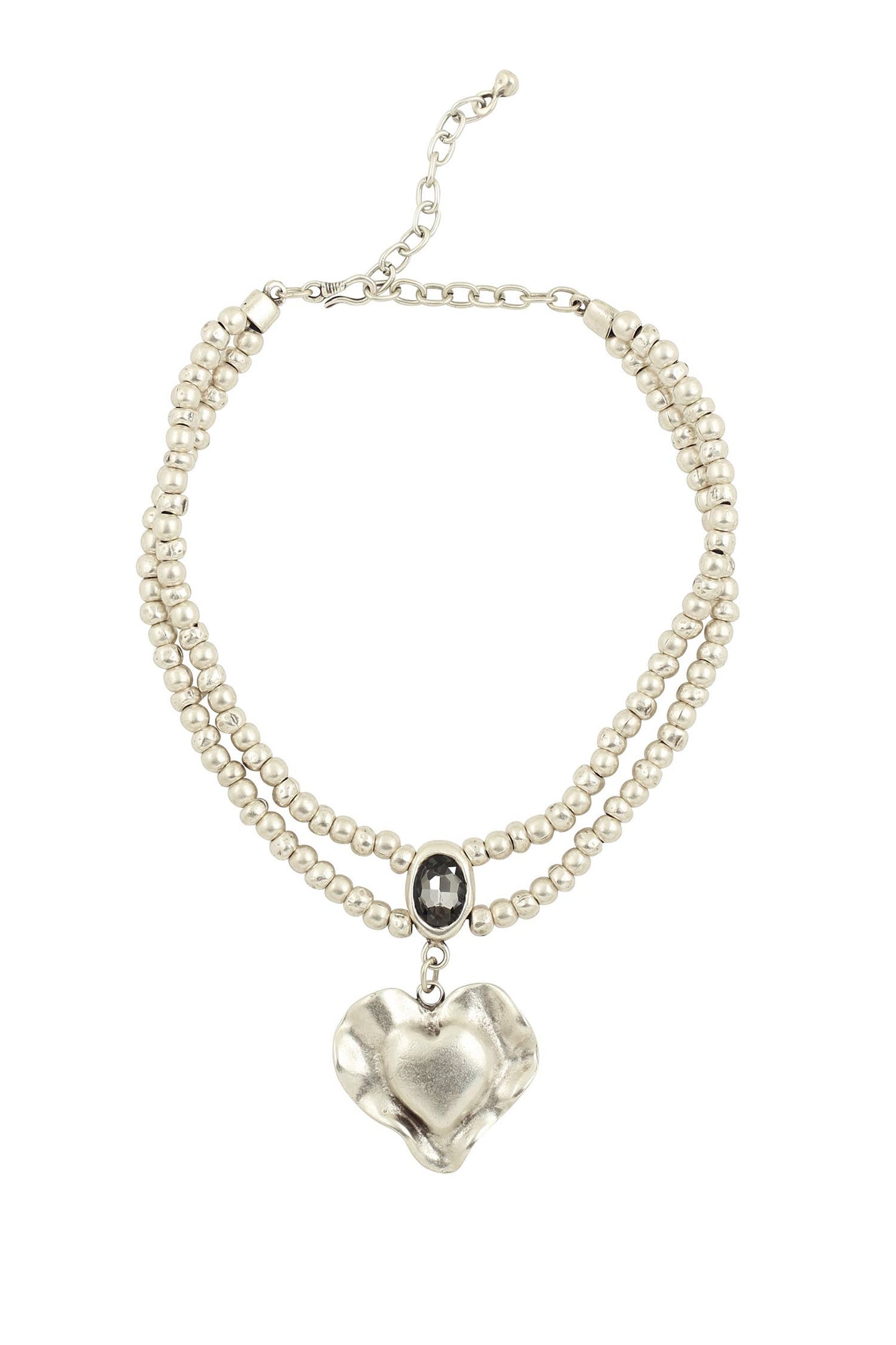 Chanour - Handmade Pewter & Crystal Necklace - NN3130