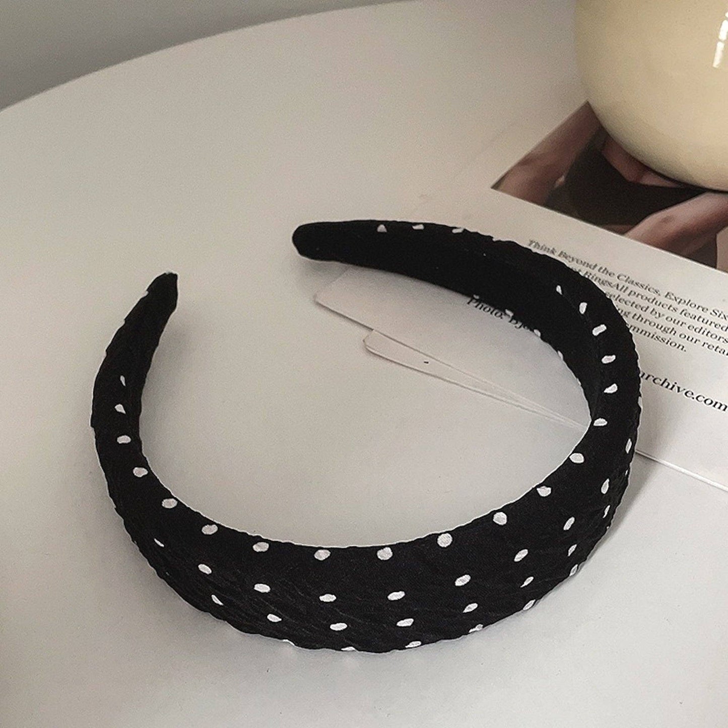 Cici’De Jewelry Amsterdam - Elegant polka dot hair band-white&black: White