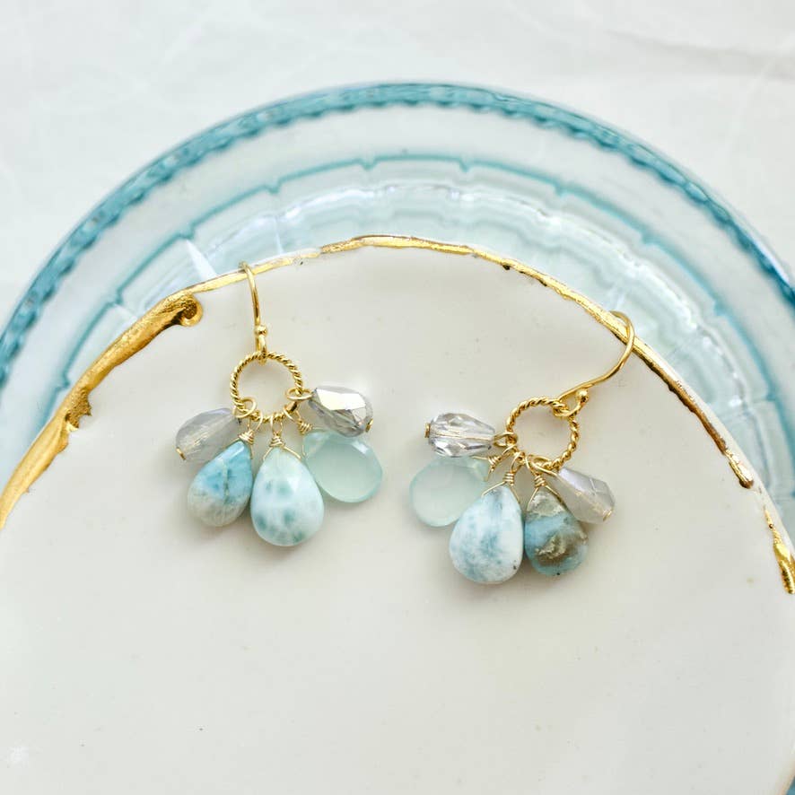 a.v. max - Semi Precious Cluster Earrings: Mother of Pearl