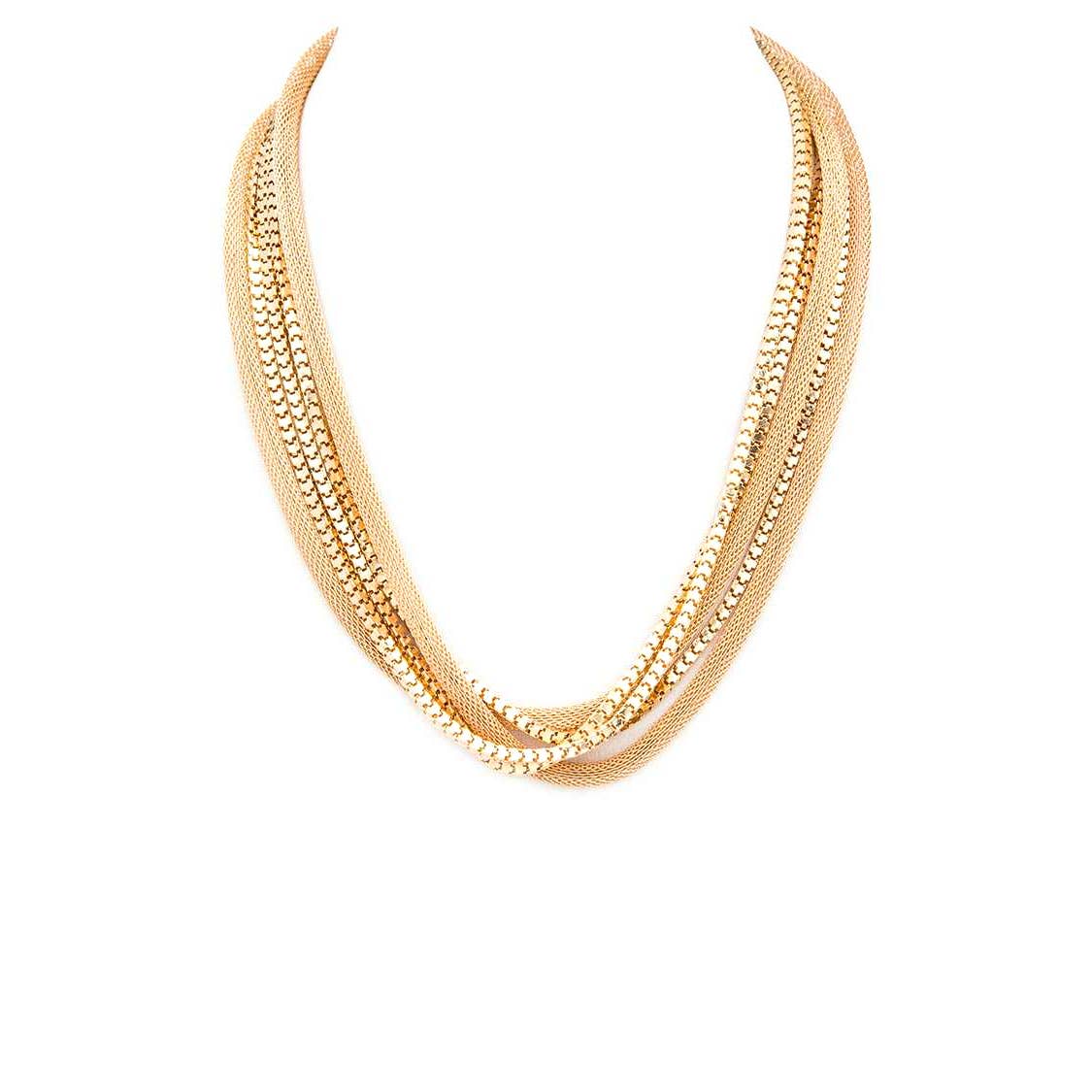 Artini Accessories - Mix Chain Layer Collar Necklace: Rhodium