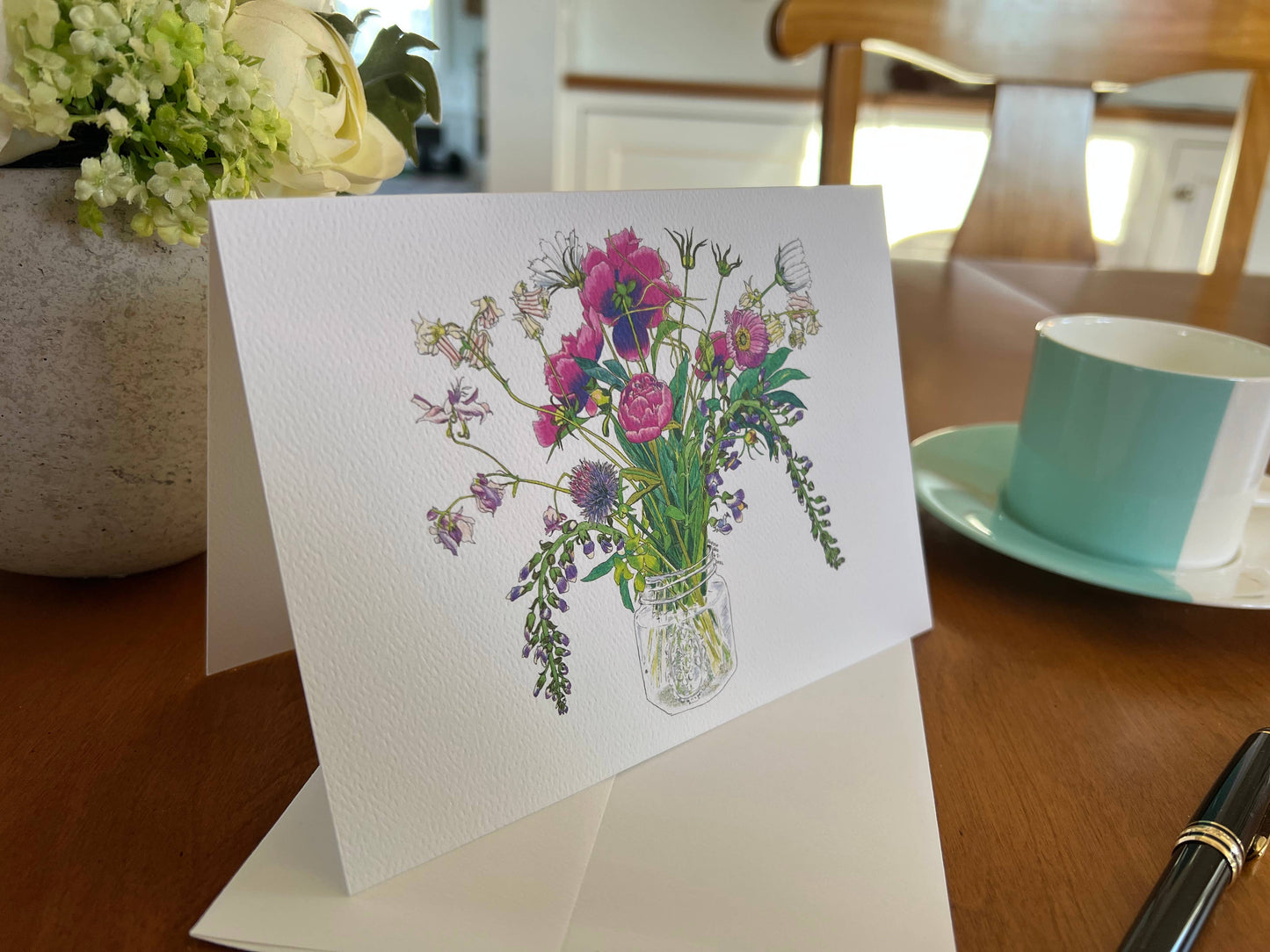 Vivid Cottage - Baptisia & Peonies - card